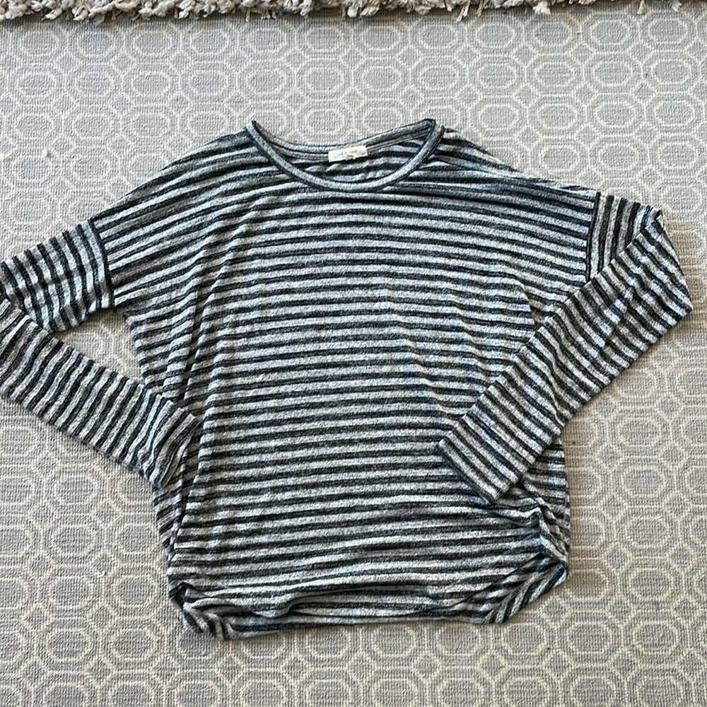 Rag & Bone “The Knit” Striped Long Sleeve Tee – Heather Gray/Black – S